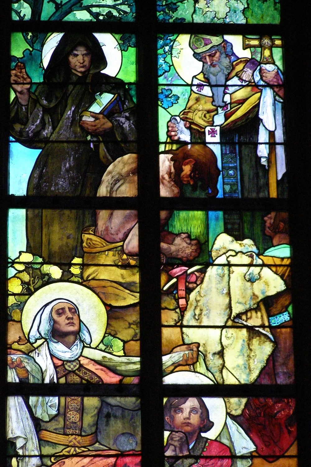 Alfons Mucha - 171, Vetrata di Alfons Mucha nella Cattedrale di San Vito, Praga, dettaglio